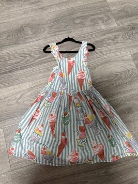 Mini Boden Blue & White Striped Ice Cream Print Dress